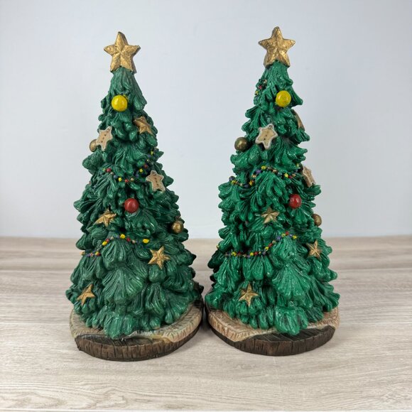 Publix Christmas Tree Figurines Pair Ceramic Holiday Decor - Picture 2 of 9